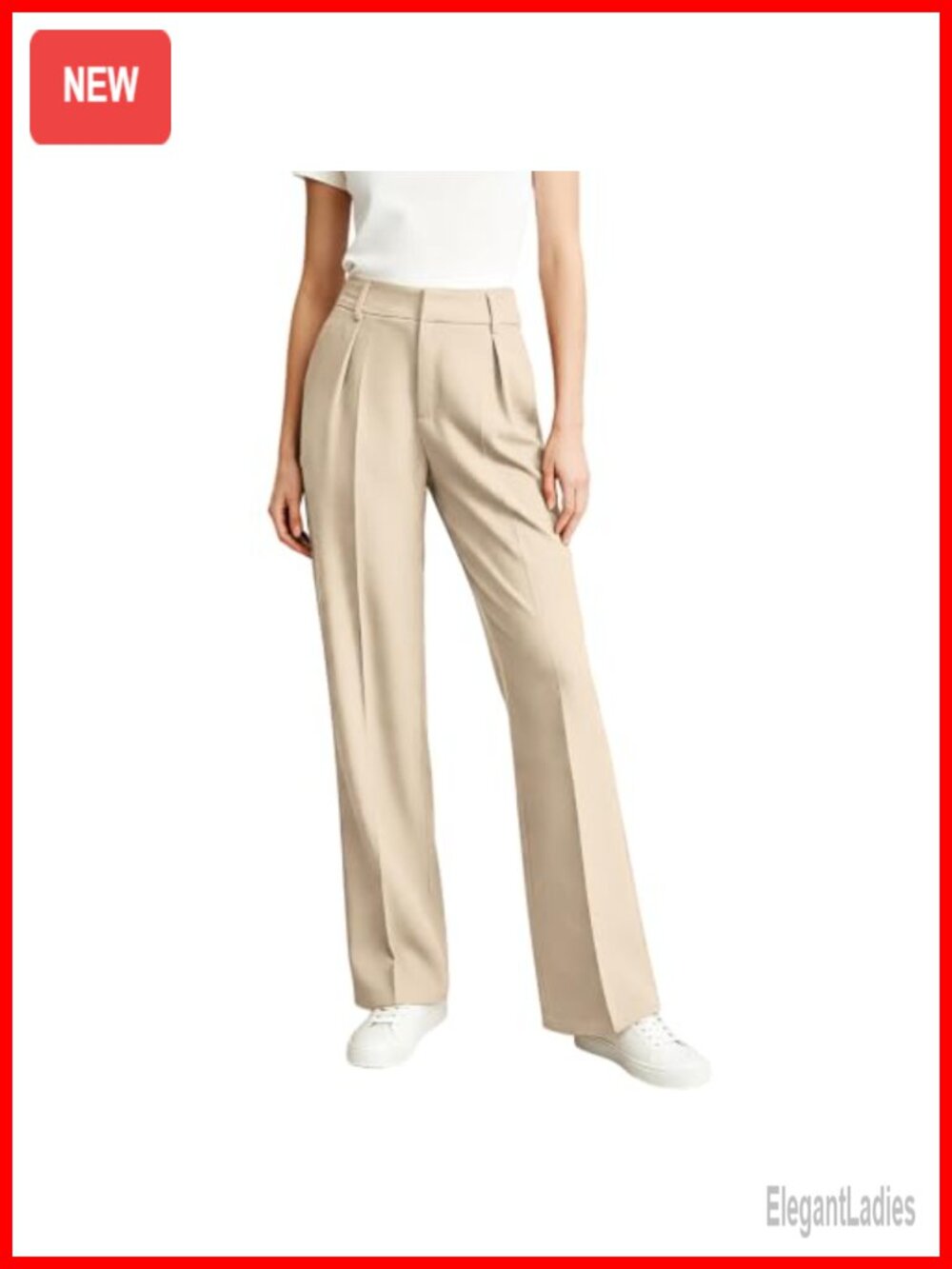 Women's Wide Leg High Waist Dress Pants Pleated Front Work Slacks Trousers